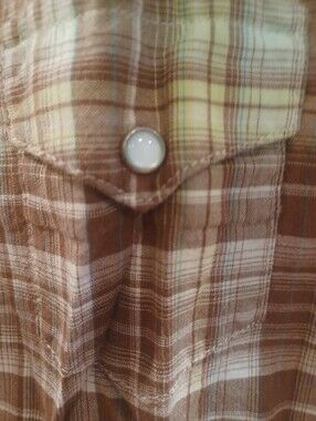 🤎🐎💚WRANGLER BLUES COWGIRL COWBOY PLAID PEARL SNAP SLEEVELESS SHIRT MEDIUM